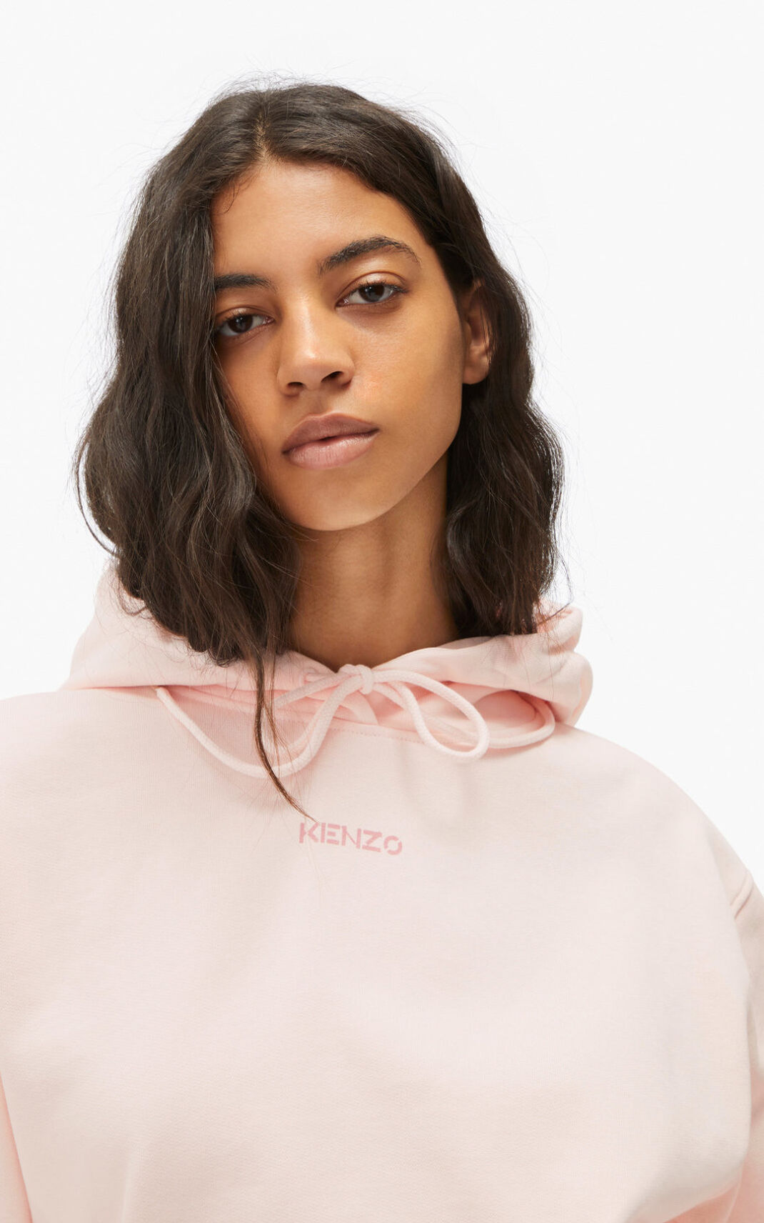 Kenzo Micro Logo Sudaderas Con Capucha Mujer Rosas | 3408716-HD